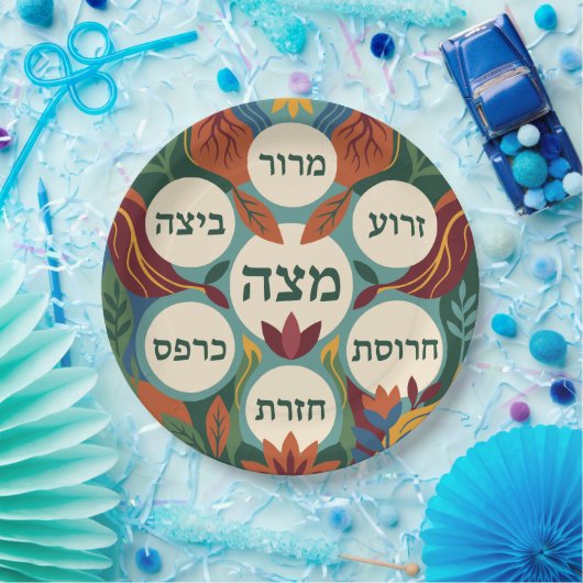 Hebrew Pesach Seder Plate for Passover Dinner Pappteller (Party)