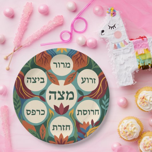 Hebrew Pesach Seder Plate for Passover Dinner Pappteller (Party)