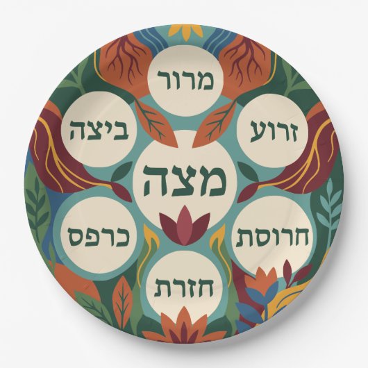 Hebrew Pesach Seder Plate for Passover Dinner Pappteller (Vorderseite)