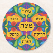Hebrew Pesach Seder Plate for Passover Dinner  Runder Pappuntersetzer (Vorderseite)