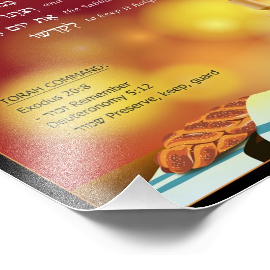 Hebrew Shabbat Blessing Fotodruck (Ecke)