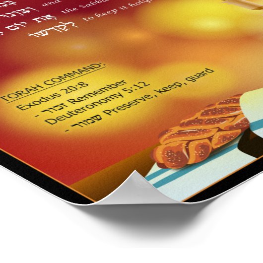 Hebrew Shabbat Blessing Poster (Ecke)