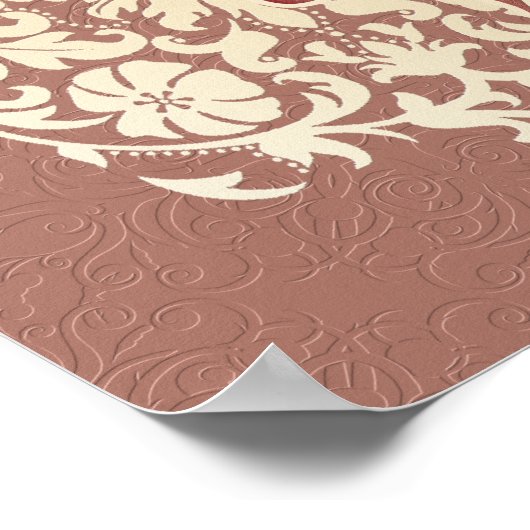 Hebrew Shema Cream Damask Dusty Pink Canvas Print Poster (Ecke)