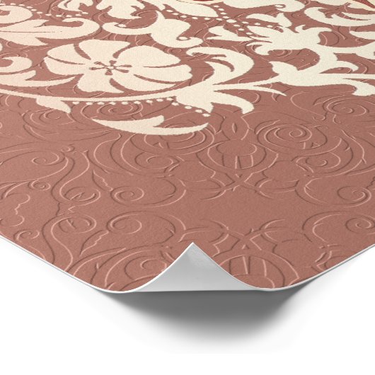 Hebrew Shema Cream Damask Dusty Pink Canvas Print Poster (Ecke)