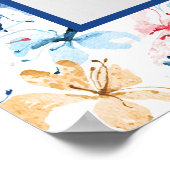 Hebrew Shema Gebet Butterfly Blume Blaue Kunst Poster (Ecke)