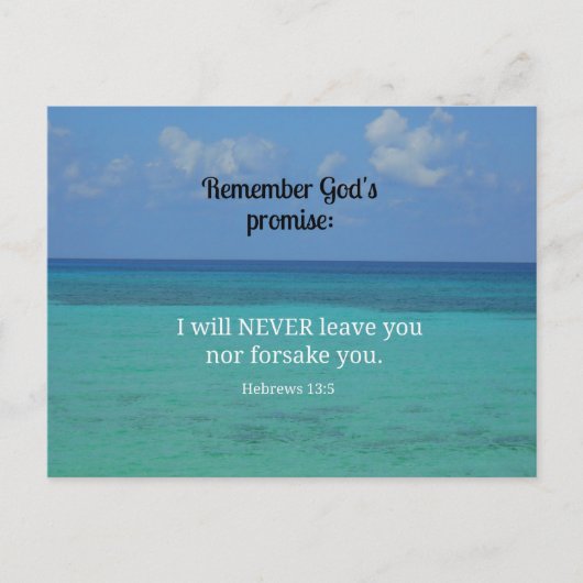 Hebrews 13:5 I will never leave you nor forsake... Postkarte (Vorderseite)