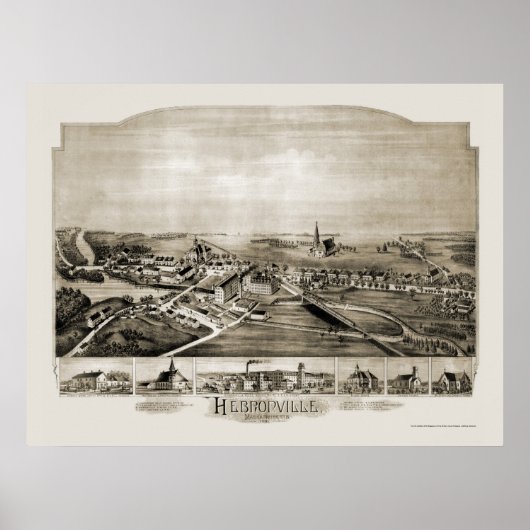 Hebronville, MA Panoramic Map - 1891 Poster (Vorne)