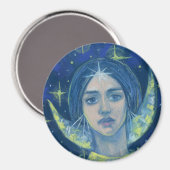 Hecate, Moon Goddess Pastel Malerei Fantasy Art Magnet (Vorderseite/Rückseite)