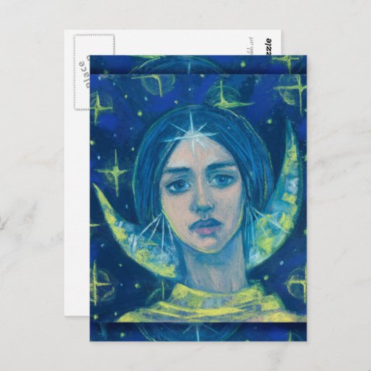 Hecate, Moon Goddess Pastel Malerei Fantasy Art Postkarte (Vorne/Hinten)