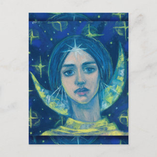 Hecate, Moon Goddess Pastel Malerei Fantasy Art Postkarte