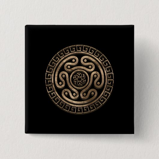 Hecate Wheel Black and Gold Button (Vorderseite)