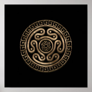 Hecate Wheel Black and Gold Poster