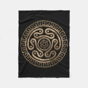 Hecate Wheel Black und Gold Fleecedecke