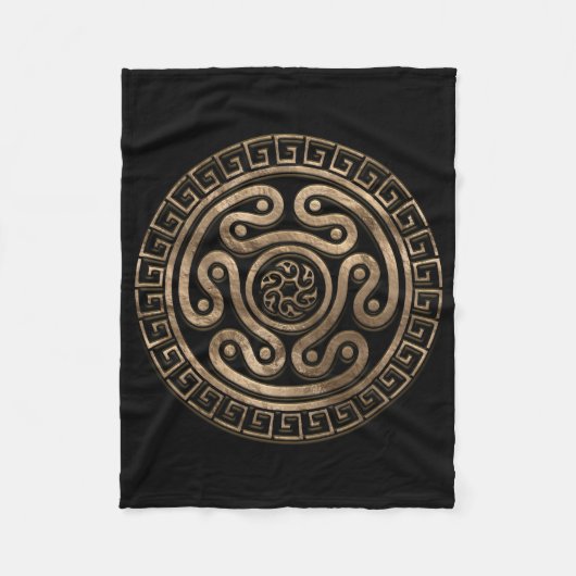 Hecate Wheel Black und Gold Fleecedecke (Vorderseite)