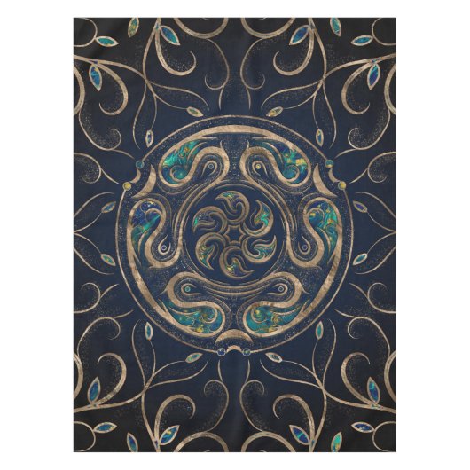 Hecate Wheel Ornament Marmor und Gold Tischdecke (Vorderseite)