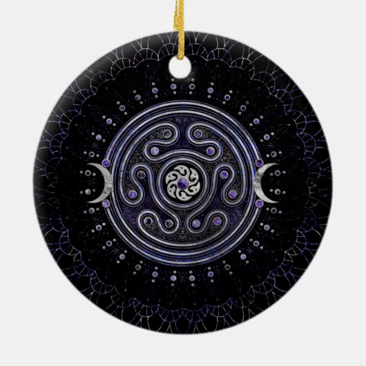 Hecate Wheel Ornament mit Amethyst und Silber (Hinten)
