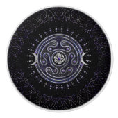 Hecate Wheel Ornament mit Amethyst und Silber Keramikknauf (Vorderseite)