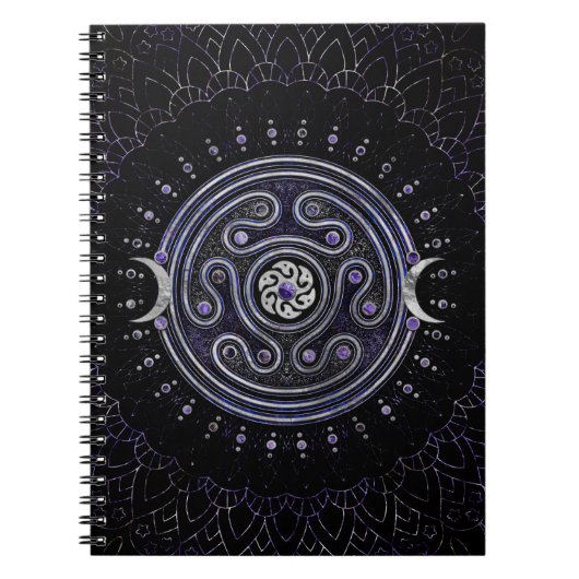 Hecate Wheel Ornament mit Amethyst und Silber Notizblock (Vorderseite)