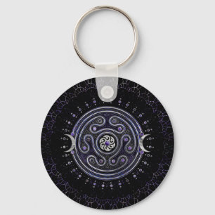 Hecate Wheel Ornament mit Amethyst und Silber Schlüsselanhänger