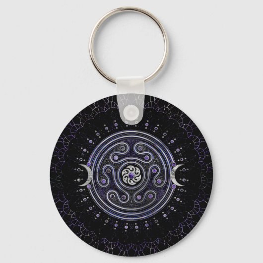 Hecate Wheel Ornament mit Amethyst und Silber Schlüsselanhänger (Vorderseite)