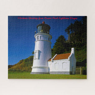 Heceta Head Leuchtturm Oregon. Frohe Weihnachten Puzzle