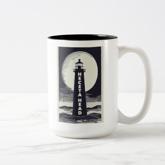 Heceta Head Lighthouse Oregon Moon Zweifarbige Tasse (Rechts)