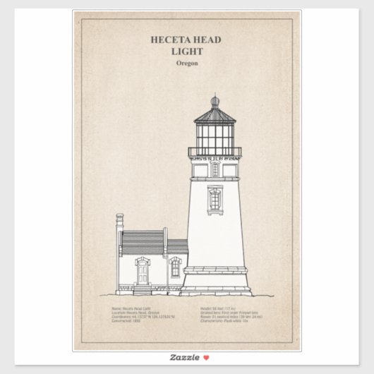 Heceta Head Lighthouse - Oregon - SBD Aufkleber (Blatt)