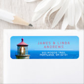 Heceta Head Lighthouse Red Return Address Label (Insitu)
