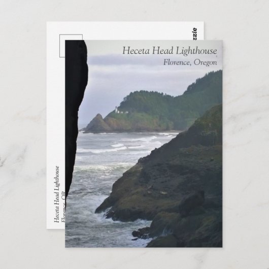 Heceta Head Lighthouse & Sea Lions, oder Postcard Postkarte (Vorne/Hinten)