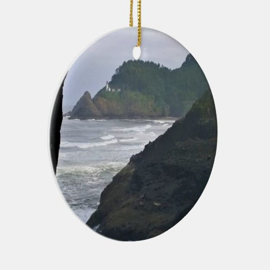 Heceta Head Lighthouse & Sea Lions, OR Keramik Ornament (Rechts)