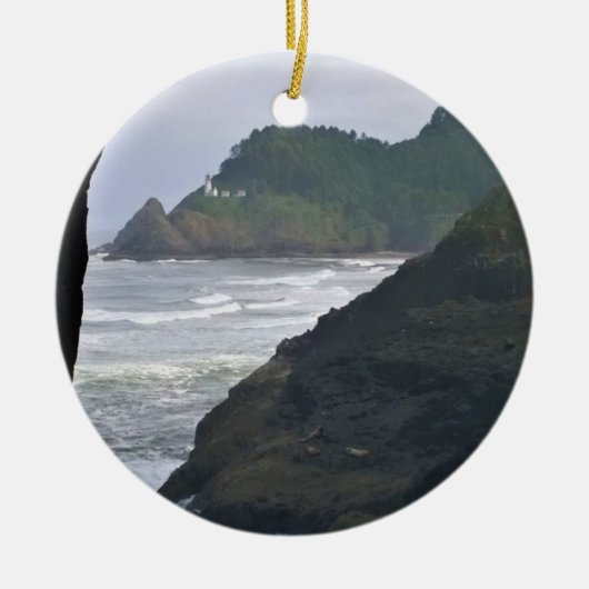 Heceta Head Lighthouse & Sea Lions, OR Keramik Ornament (Vorne)