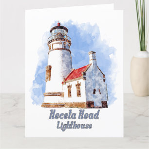 Heceta Head Lighthouse Watercolor - Oregon Dankeskarte