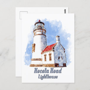 Heceta Head Lighthouse Watercolor - Oregon Postkarte