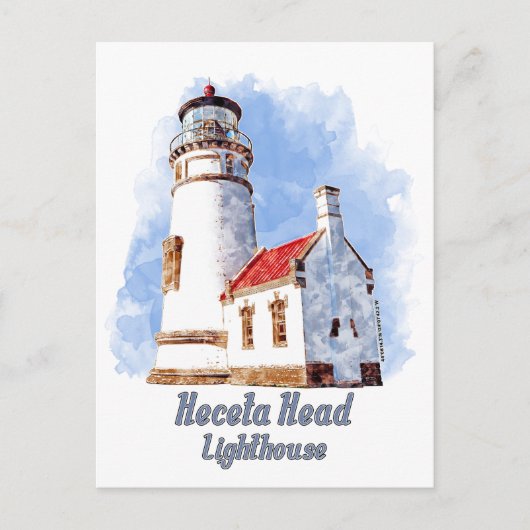 Heceta Head Lighthouse Watercolor - Oregon Postkarte (Vorderseite)