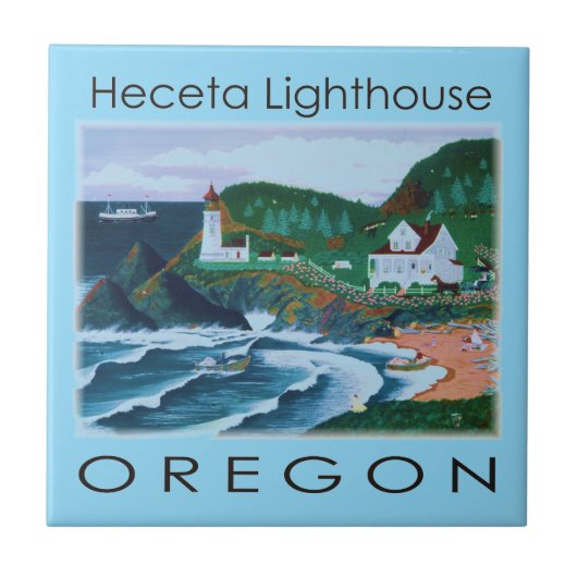 Heceta Leuchtturm Fliese (Vorderseite)