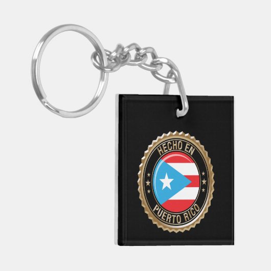 Hecho en Puerto Rico Gold Seal Schlüsselanhänger (Vorderseite links)