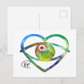 Hecht Evil Eye Earth Wasserfarbe Kunst Postkarte (Vorne/Hinten)