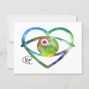 Hecht Evil Eye Earth Wasserfarbe Kunst Postkarte
