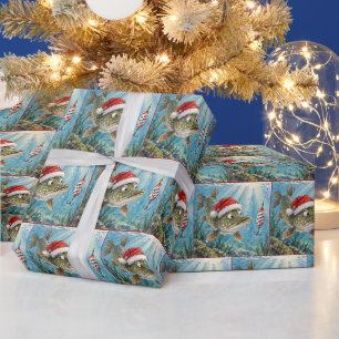 Hecht mit Santa-Hut Geschenkpapier