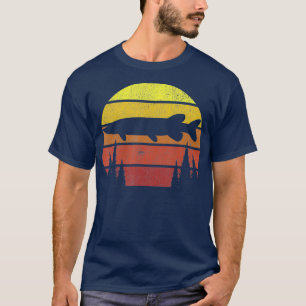 Hecht Retro-Angeln Umriss Fischer T-Shirt