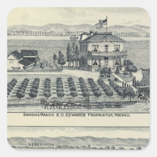 Hecken-Reihen-Weinberg, Fresno Quadratischer Aufkleber