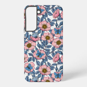 Heckenrose und Schmetterlinge Samsung Galaxy Hülle