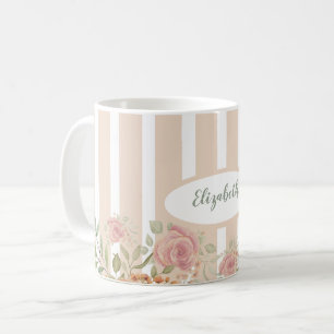 Heckenrosenstrauch Wasserfarbe monogrammiert Kaffeetasse