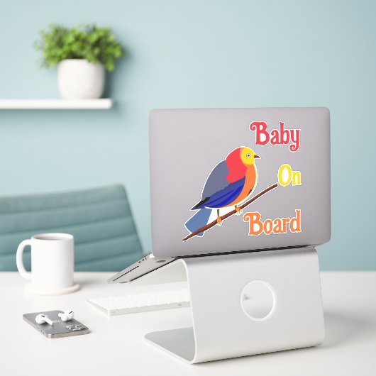 Heckklammer - Baby an Bord - Vogel Aufkleber (Laptop auf Schreibtisch)