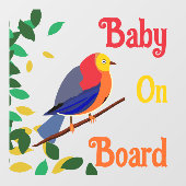 Heckklammer - Baby an Bord - Vogel Fensteraufkleber (Blatt)