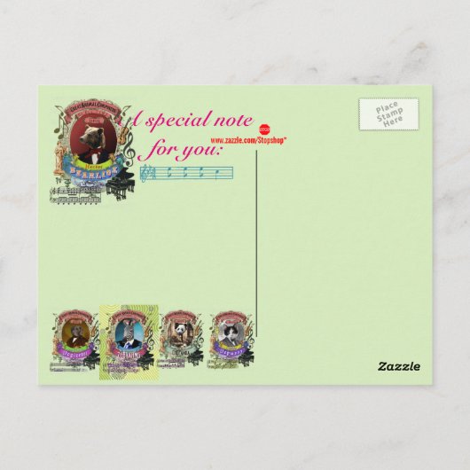 Hector Bearlioz Bear Animal Composer Berlioz Postkarte (Rückseite)