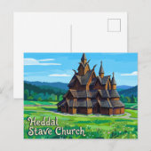 Heddal-Stabkirche Norwegen Postkarte (Vorne/Hinten)