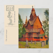 Heddal Stabkirche, Telemark, altes Norwegen Postkarte (Vorne/Hinten)