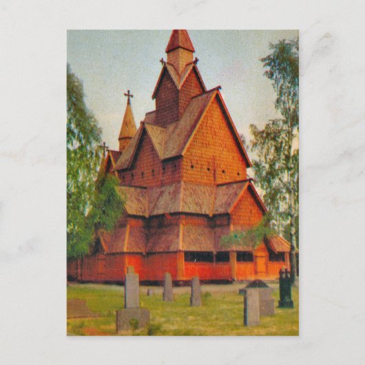 Heddal Stabkirche, Telemark, altes Norwegen Postkarte (Vorderseite)