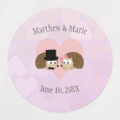Hedegehogs in Liebe Igel Hochzeit Etiketten (Design 2)